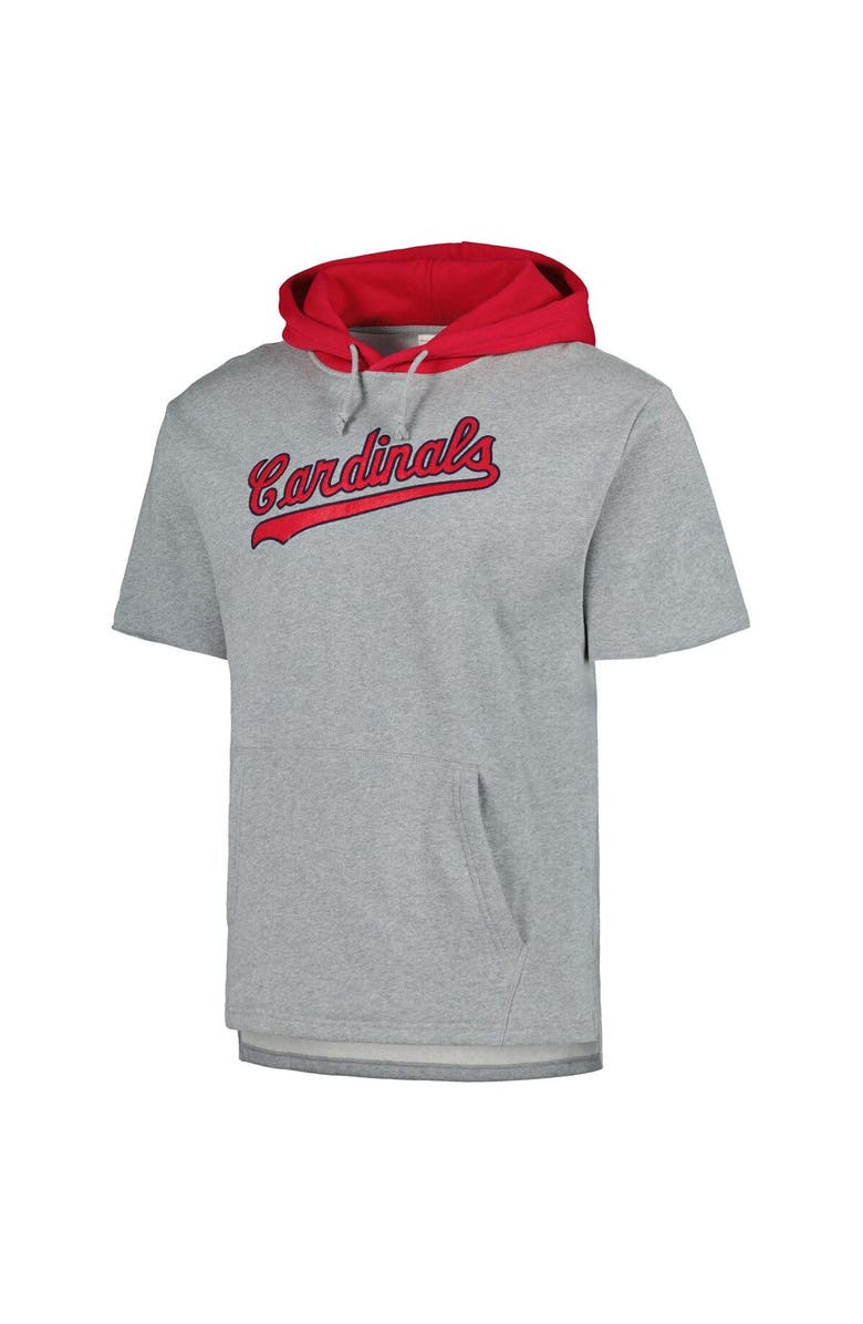 Mitchell & Ness Men's Mitchell & Ness Heather Gray St. Louis Cardinals Postgame Short Sleeve Pullover Hoodie, Alternate, color, Heather Gray