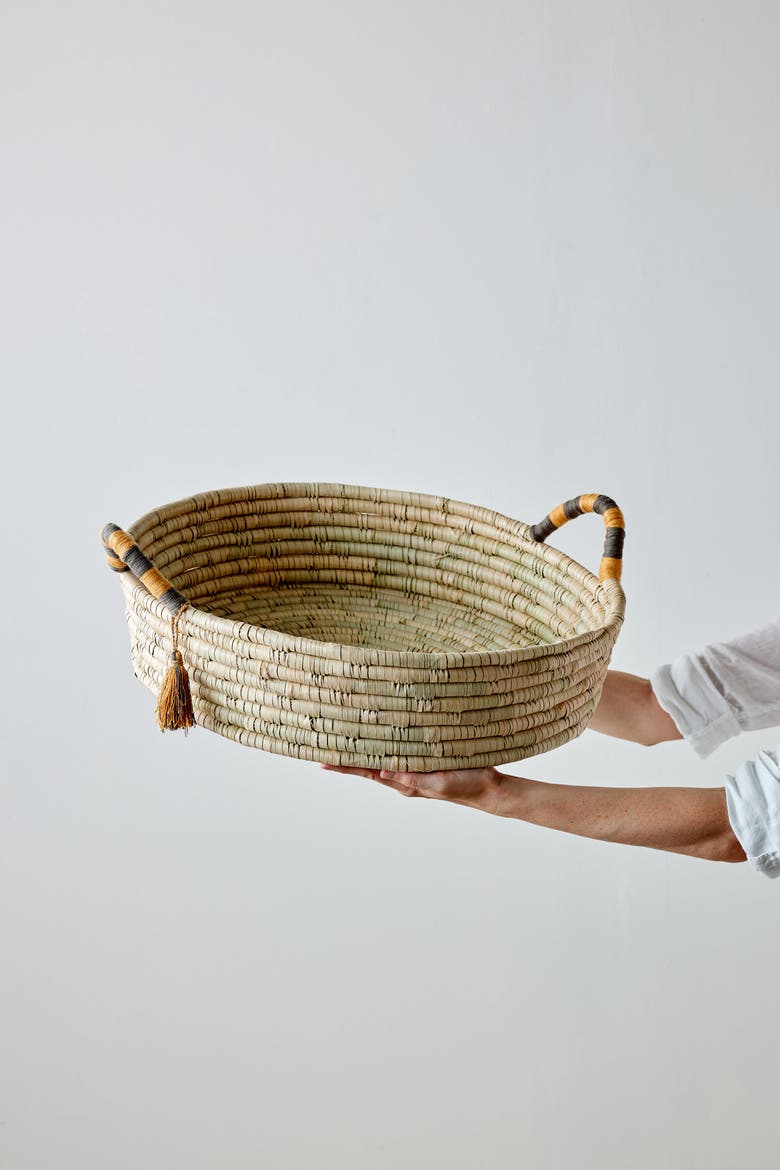Peach Banded Betty Tray with Tassel - Set of 3, Alternate, color, Peach