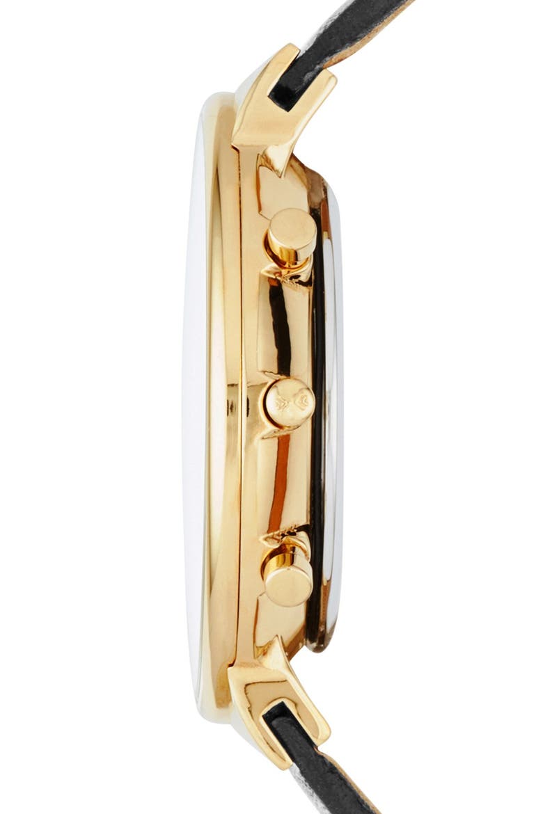 'Ancher' Chronograph Leather Strap Watch, 40mm, Alternate, color, BLACK/ GOLD