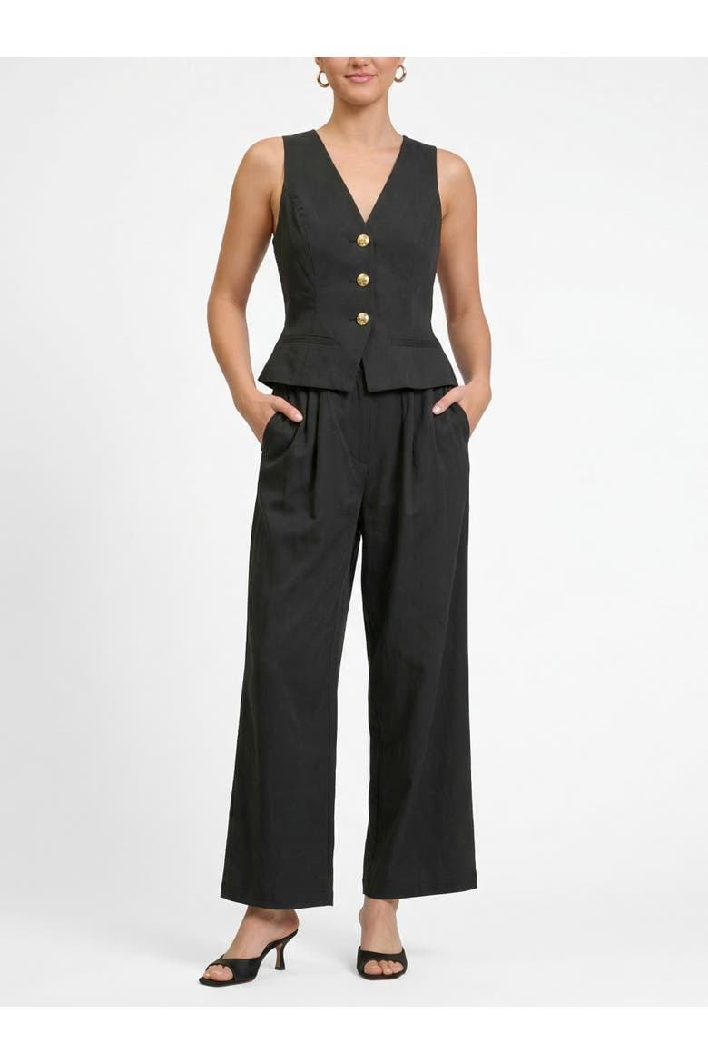 Annie Sleeveless Peplum Jumpsuit, Main, color, Black