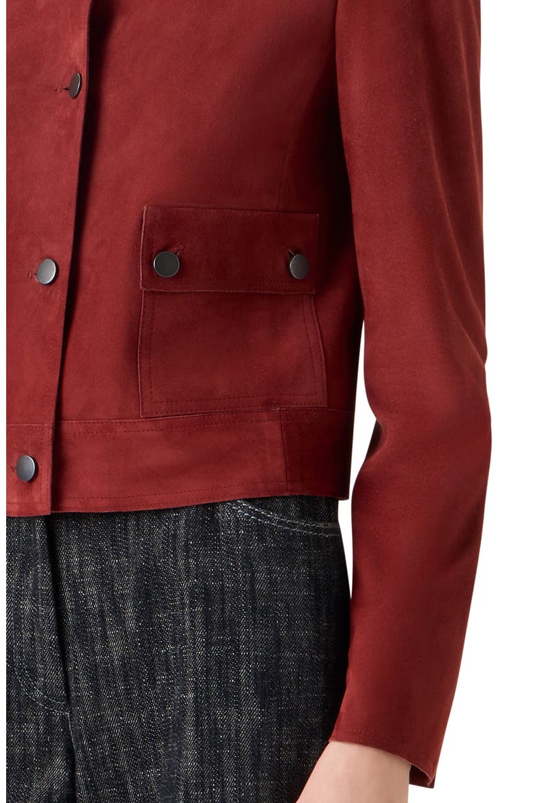 Boxy Suede Jacket, Alternate, color, POMEGRANATE