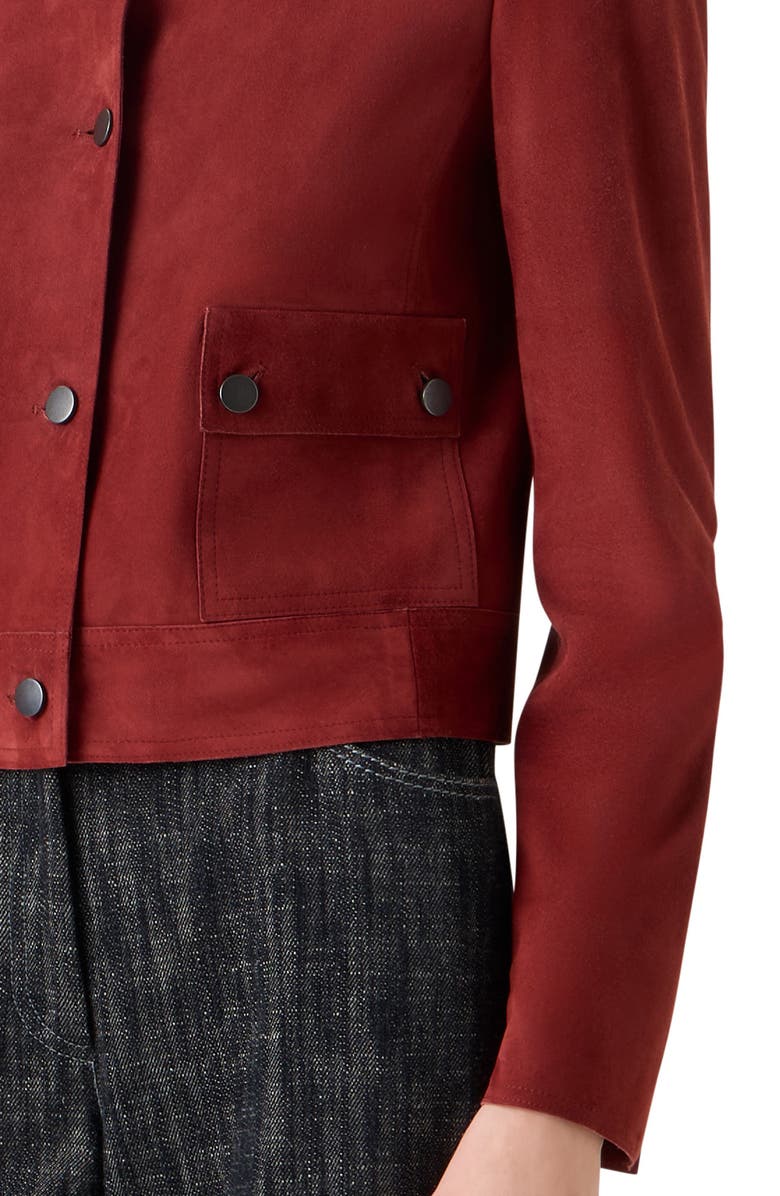 Akris punto Boxy Suede Jacket, Alternate, color, Pomegranate