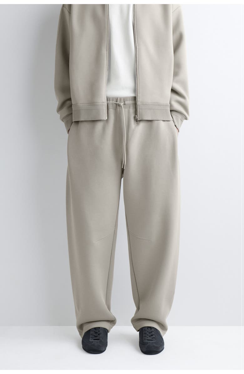 COS Cotton-Piqué Oversized Barrel-Leg Joggers, Alternate, color, Beige