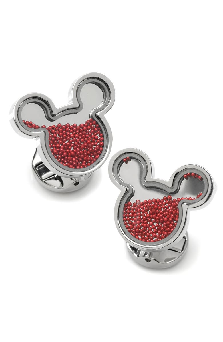 Cufflinks, Inc. x Disney Mickey Silhouette Floating Beads Cuff Links, Alternate, color, Silver