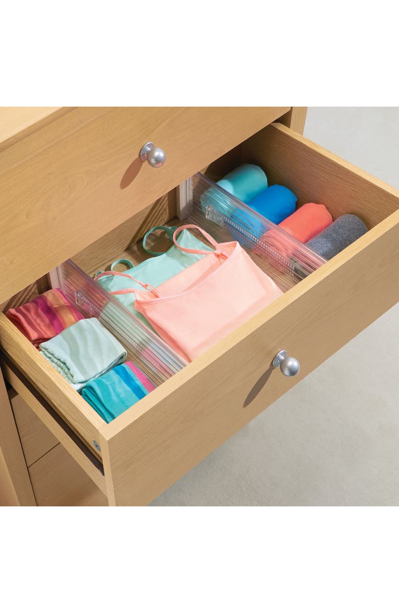 iDesign Plastic Adjustable Deep Drawer Dividers - Set of 8 - Clear, Alternate, color, Clear