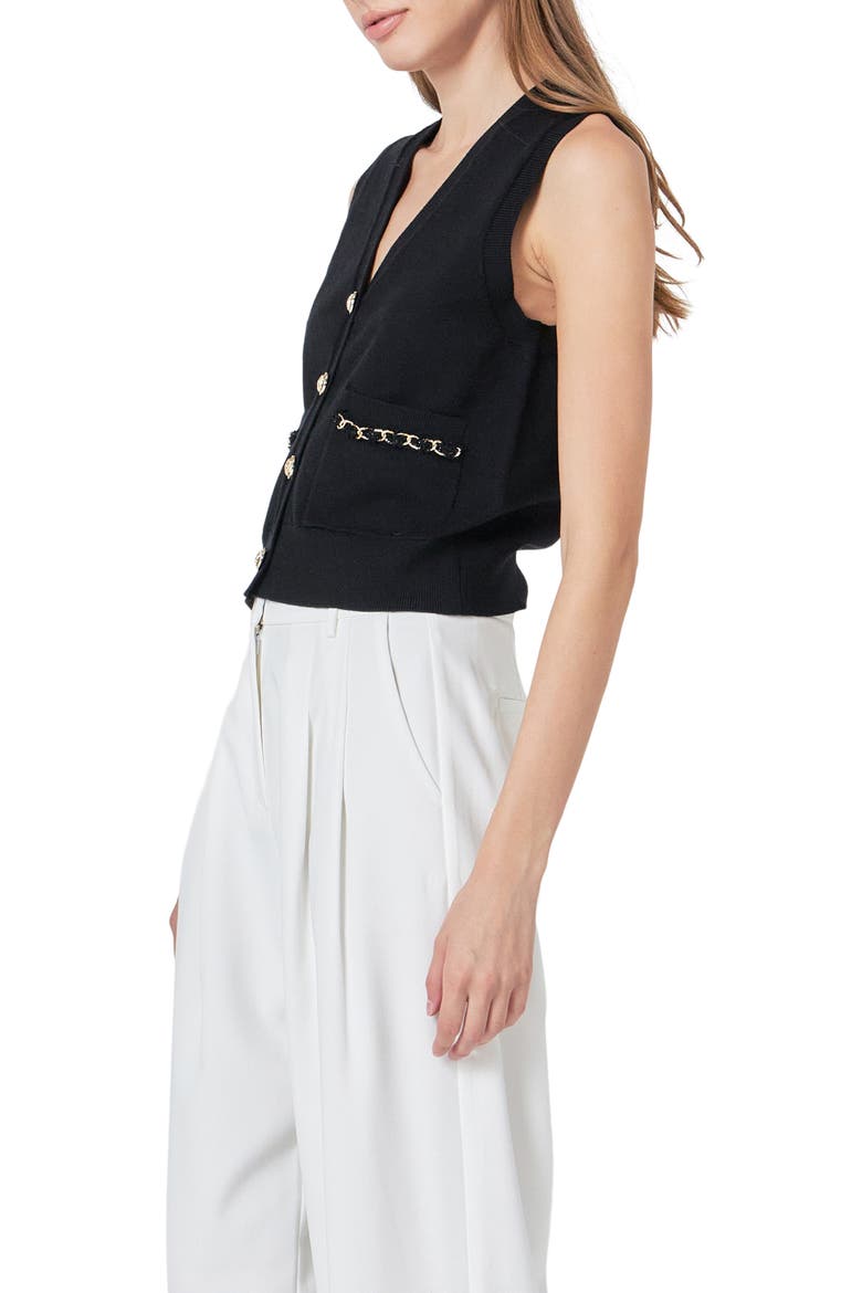 Chain Detail Vest, Alternate, color, BLACK