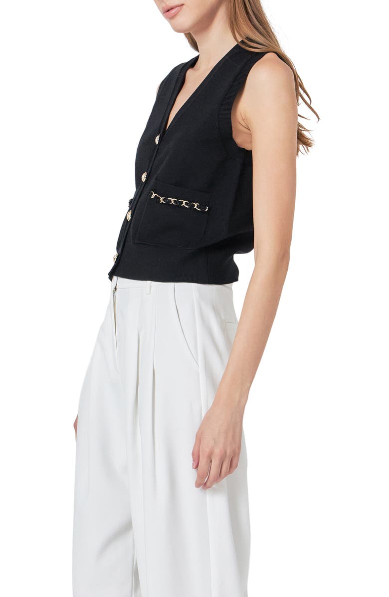 Endless Rose Chain Detail Vest, Alternate, color, Black