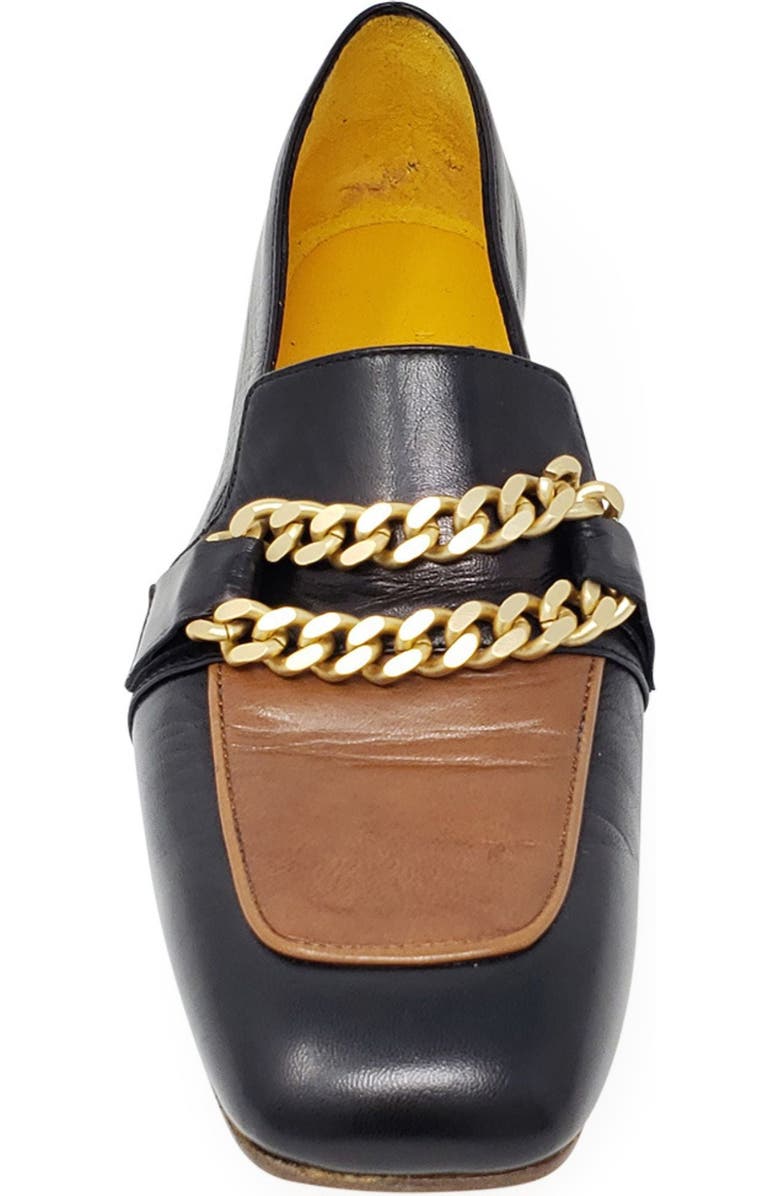 Madison Maison Flat Loafer With Chain, Alternate, color, Black/Tan