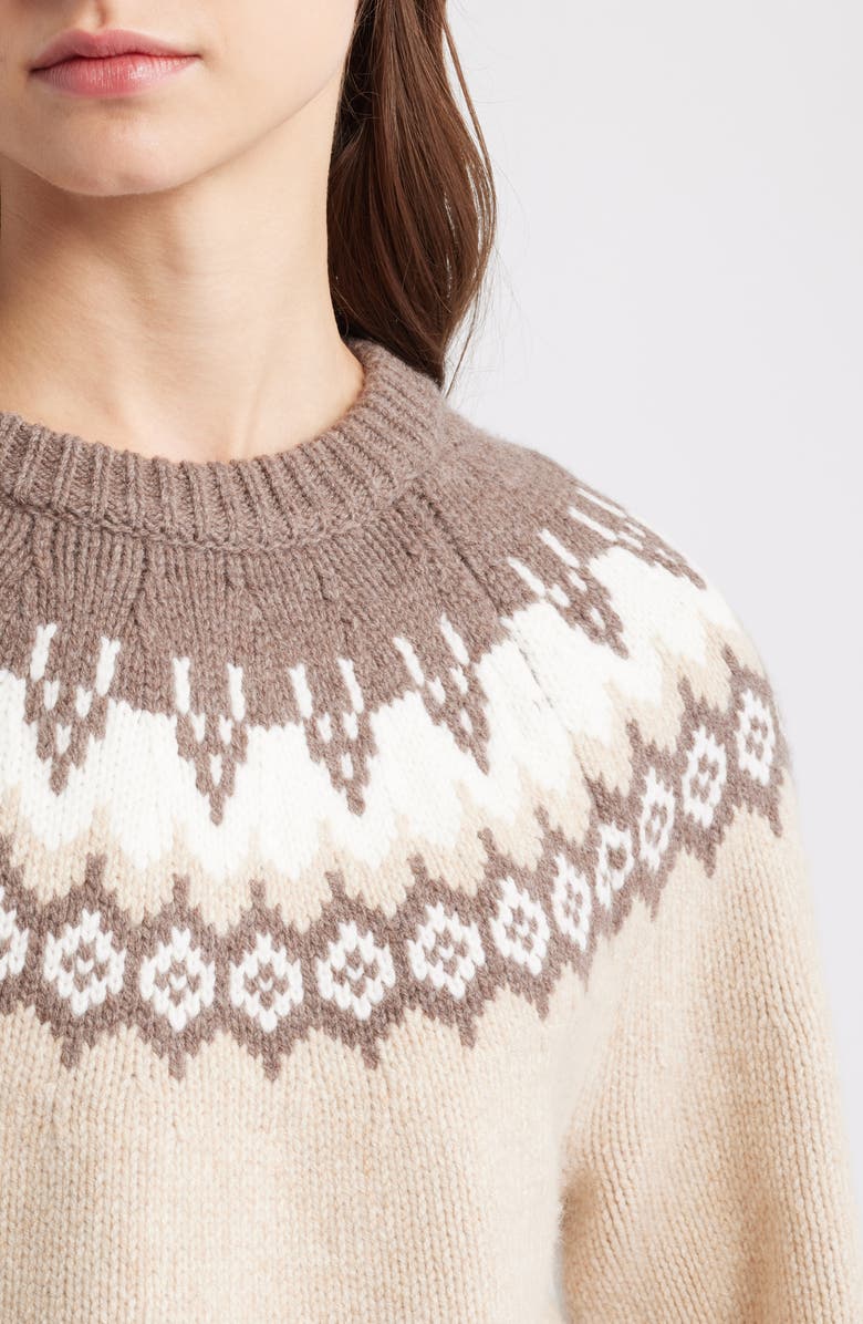 rag & bone Beth Fair Isle Wool Sweater, Alternate, color, Beige Multi