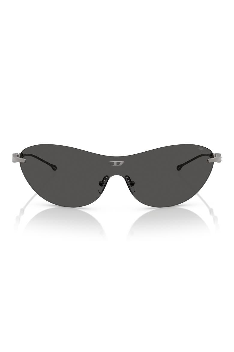 135mm Gradient Oval Shield Sunglasses, Main, color, MATTE GUNMETAL / DARK GREY