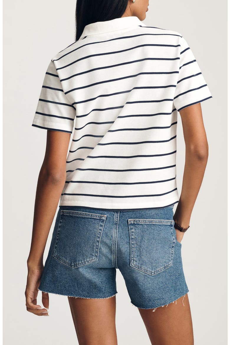 Stripe Boxy Crop Polo T-Shirt, Alternate, color, BLACK IRISH STRIPE