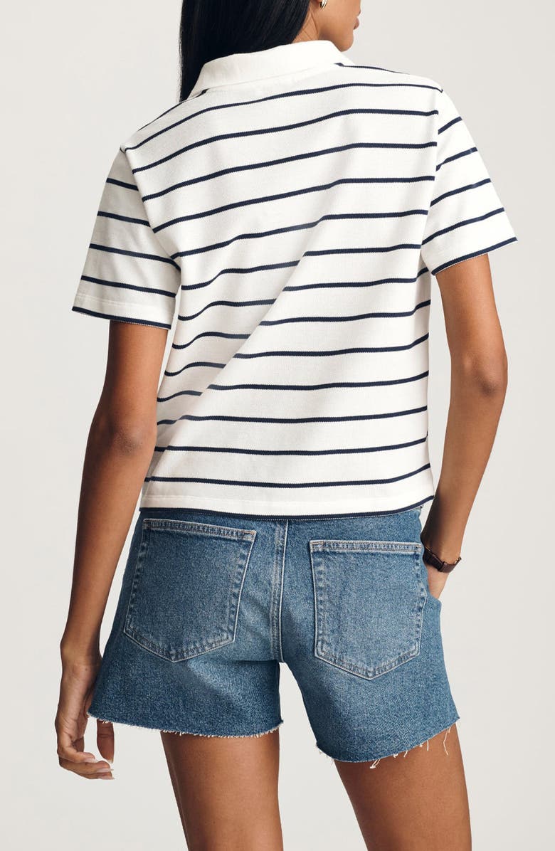Mavi Jeans Stripe Boxy Crop Polo T-Shirt, Alternate, color,