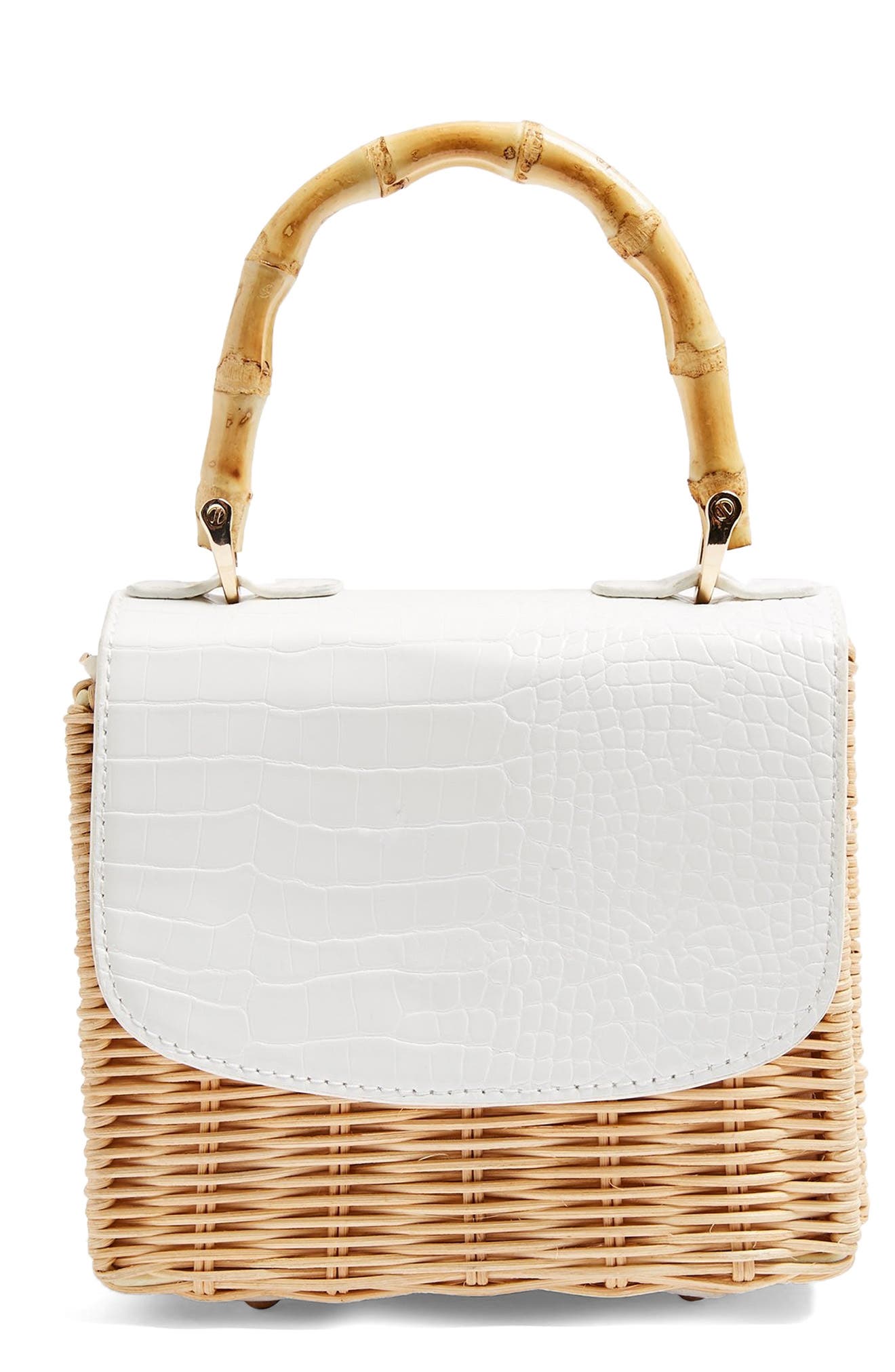 Topshop Boxy Woven Straw Shoulder Bag, Main, color, 