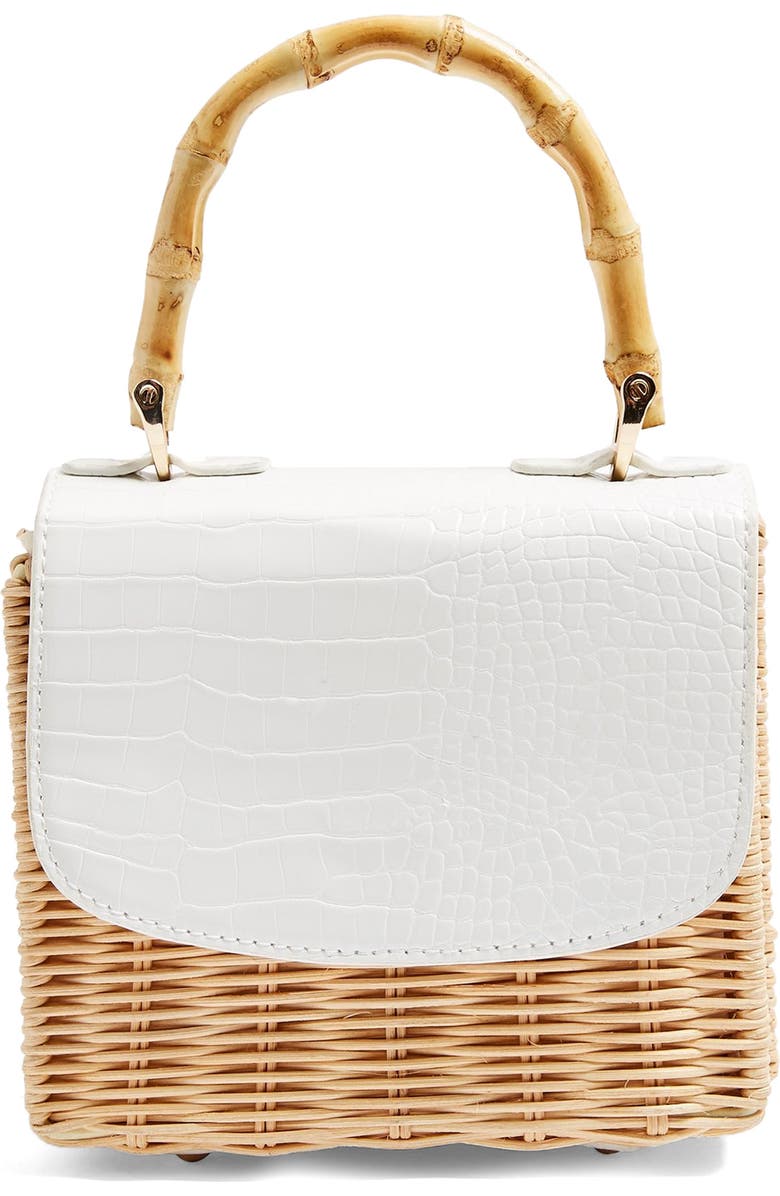 Topshop Boxy Woven Straw Shoulder Bag, Main, color,