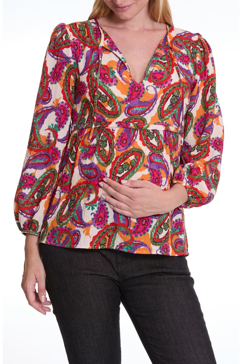 Latina Long Sleeve Maternity/Nursing Top, Main, color, PAISLEY MULTI