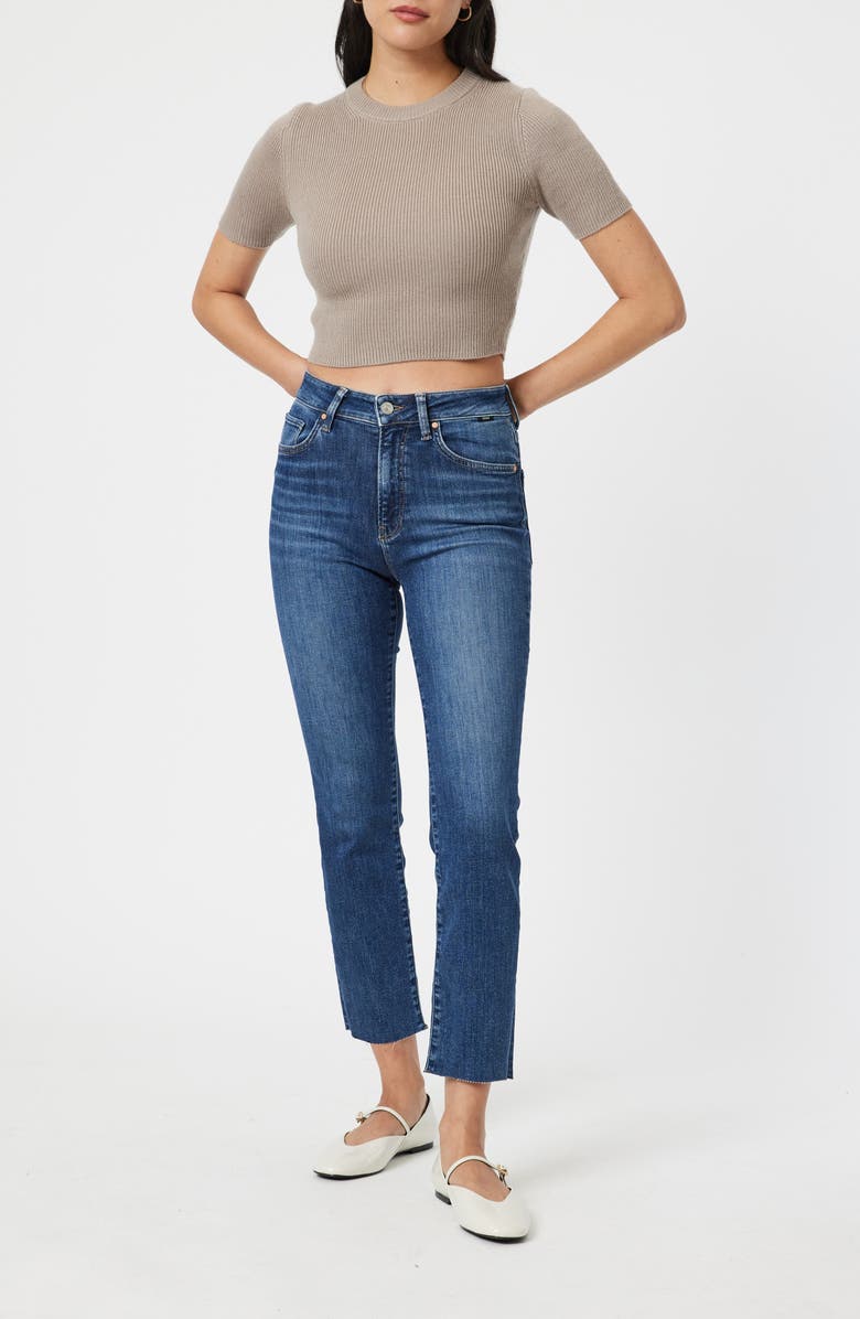 Mavi Jeans Viola Raw Hem High Waist Ankle Straight Leg Jeans, Alternate, color, 