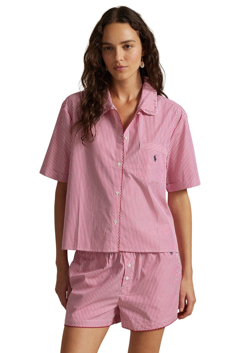 Polo Ralph Lauren Stitched Short Pajamas, Alternate, color, College Pink Stripe