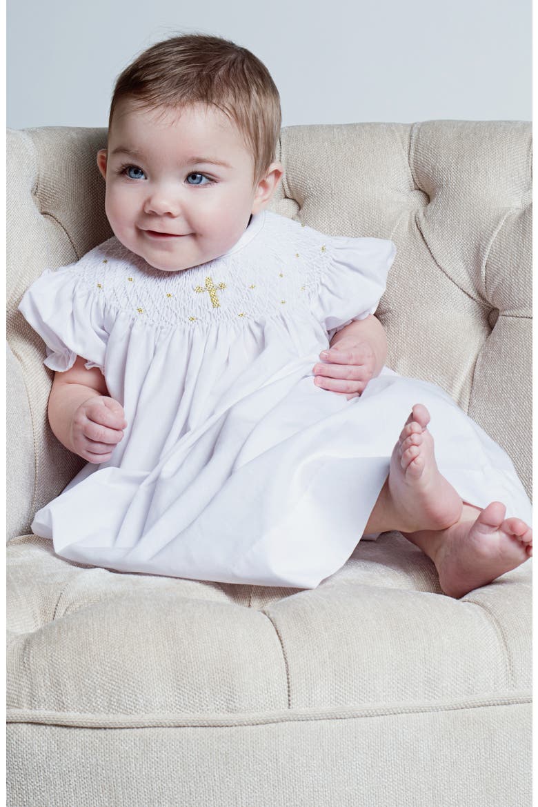 Christening Gown & Bonnet Set, Alternate, color, WHITE