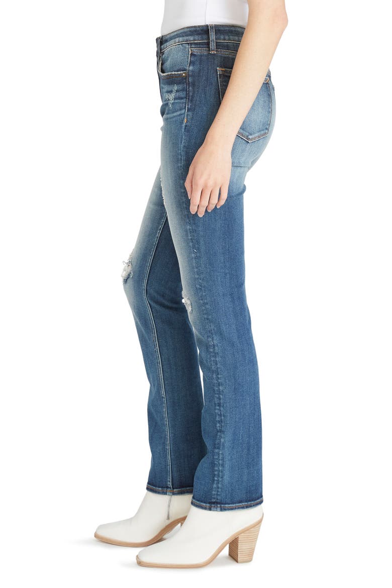Ace Destroyed High Waist Straight Leg Jeans, Alternate, color, MEDIUM WAS