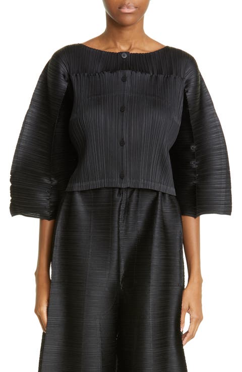 Route Pleated Crop Cardigan