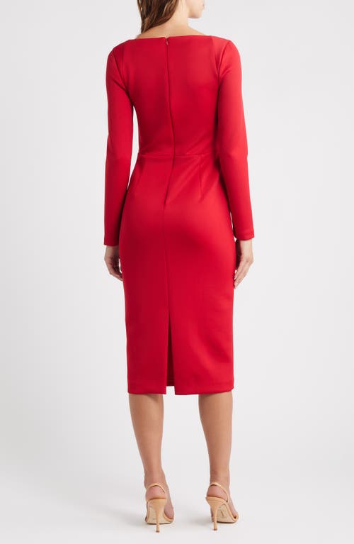 Black Halo Zanry Long Sleeve Midi Dress In Red