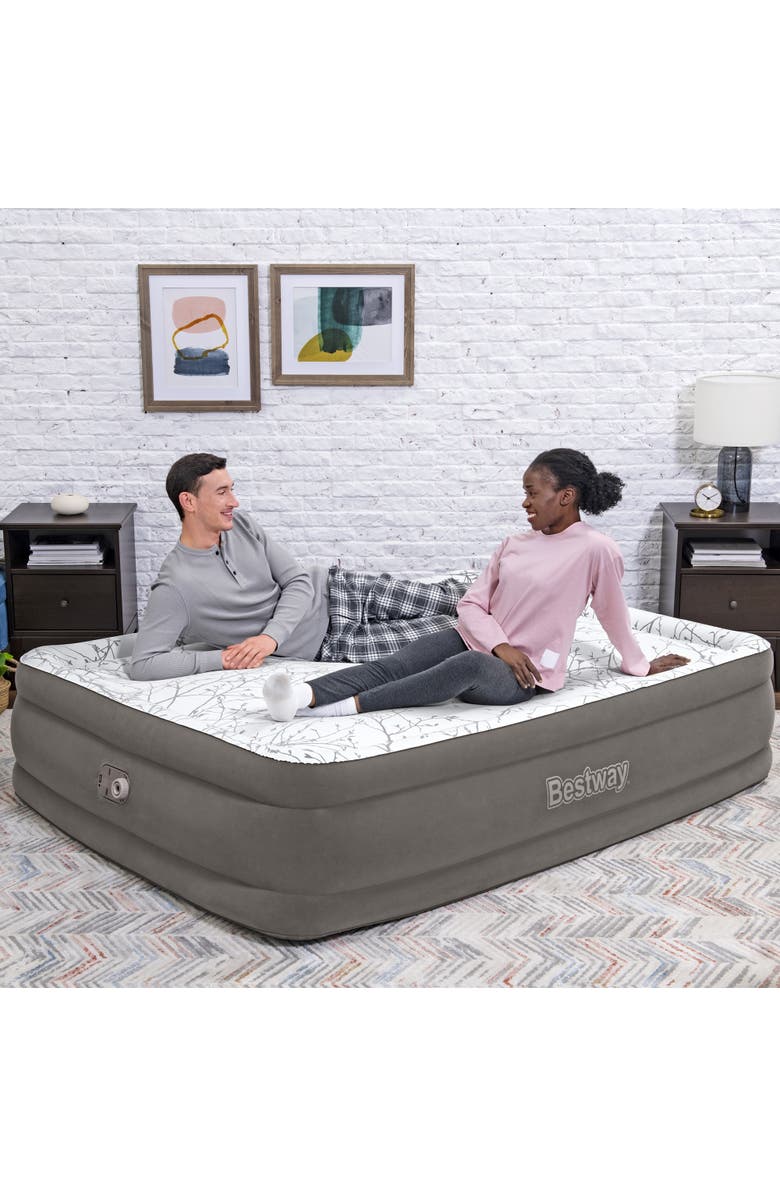 Bestway Tritech Cushify Top 18" Queen Air Mattress with Built-in AC Pump, Alternate, color, Multicolored