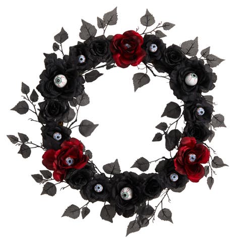 24-in Eyeball Rose Halloween Artificial Wreath