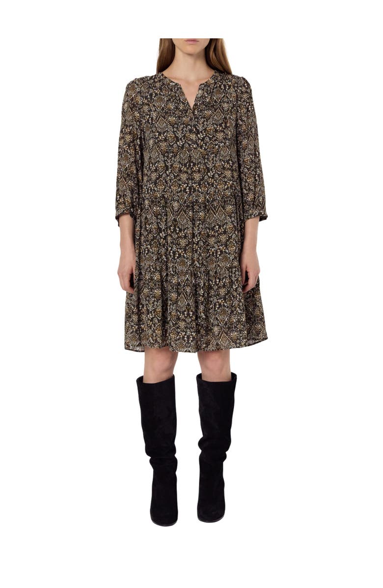 GERARD DAREL Lyne V-Neck Printed Dress, Alternate, color, Medium Khaki