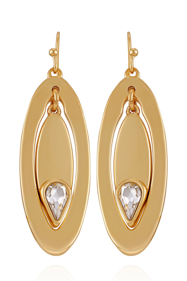 Oval Drop Earrings, Main, color, GOLD/CLEAR