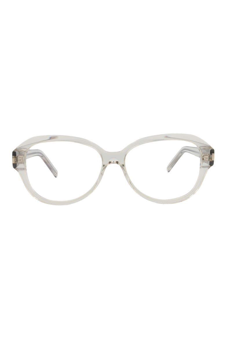 57mm Oval Optical Glasses, Main, color, BEIGE BEIGE TRANSPARENT