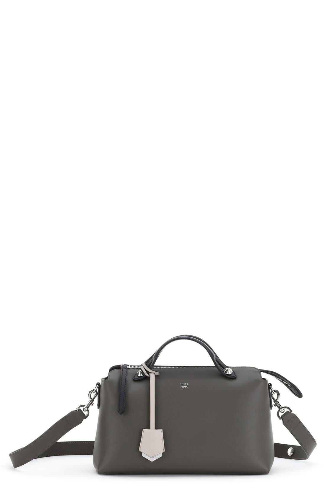 Fendi 'Medium By the Way' Colorblock Leather Shoulder Bag, Main, color, Coal/ Grey Powder/ Palladium