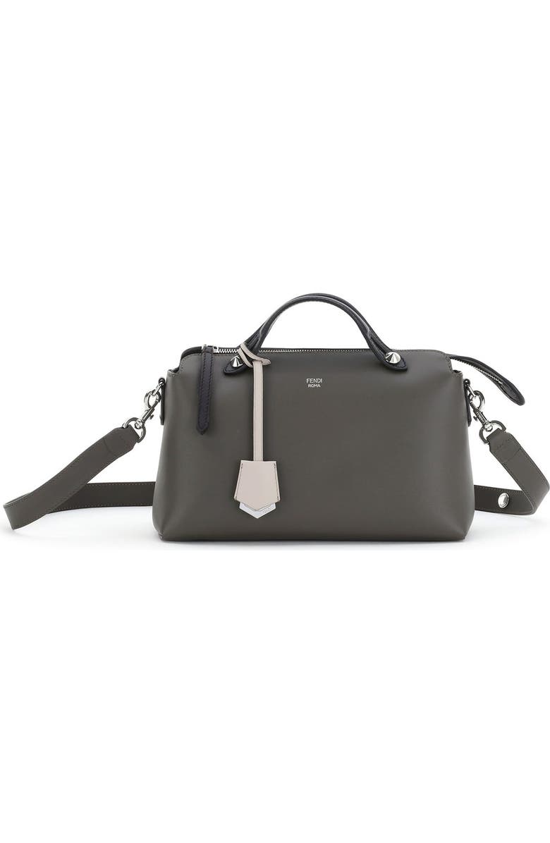 Fendi 'Medium By the Way' Colorblock Leather Shoulder Bag, Main, color, Coal/ Grey Powder/ Palladium