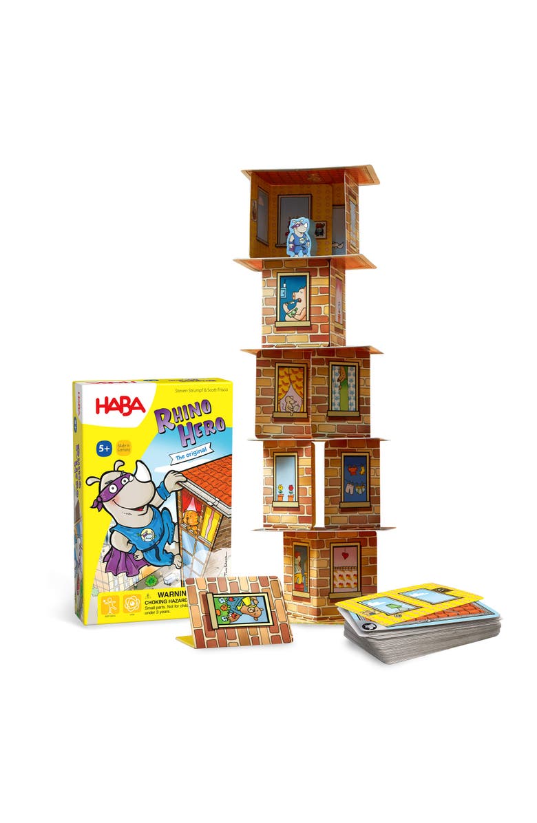HABA Rhino Hero Game - Card Games for Kids, Ideal for Ages 5 & up, A Stacking Card Game Adventure - Triple Award Winner, Main, color, Multi