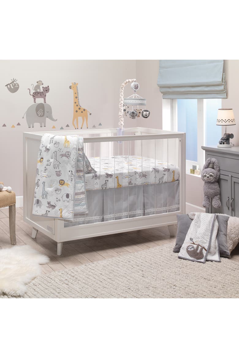 Animal Jungle Soft 100% Cotton Jersey Baby Fitted Crib Sheet, Alternate, color, White Multi