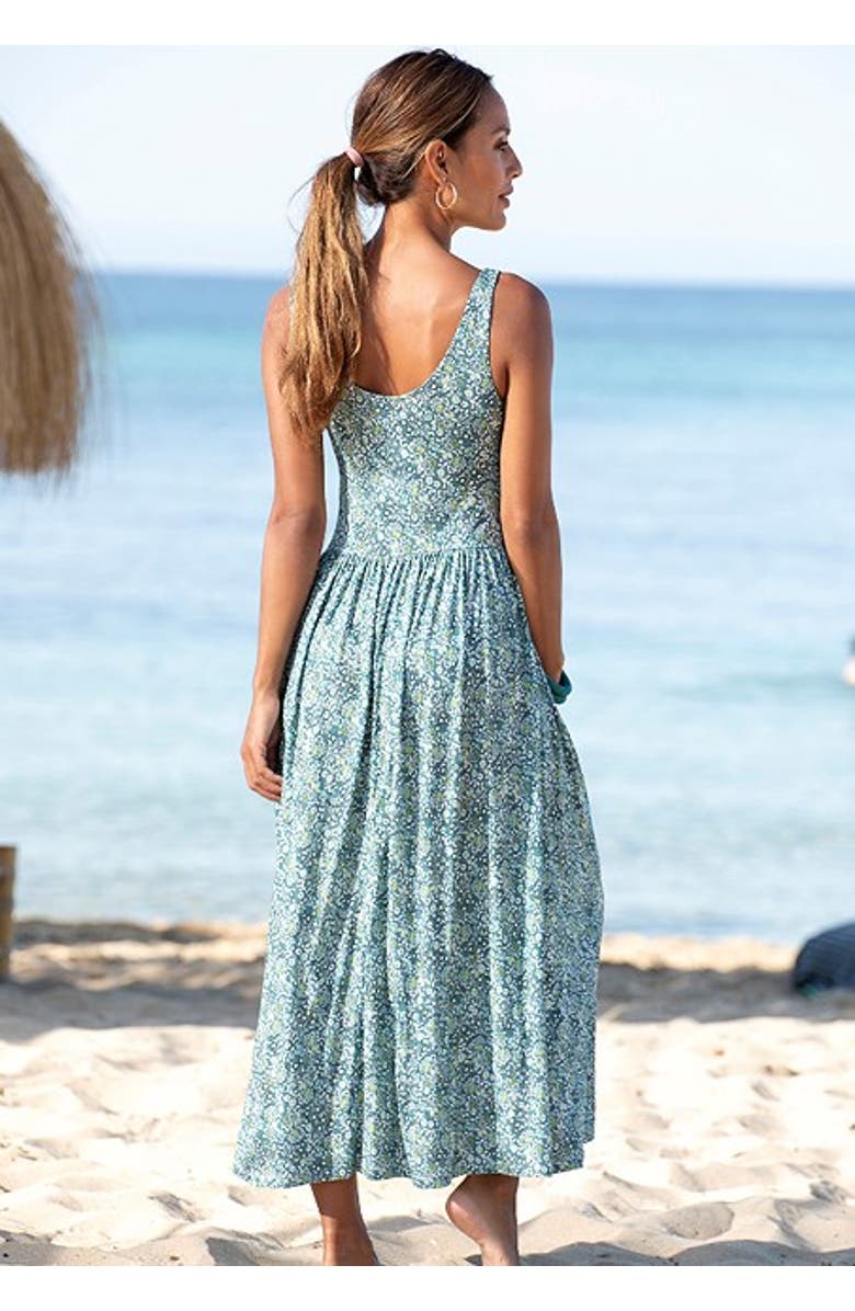 LASCANA Women's Printed Scoop Neck Dress, Alternate, color, Mint Printed