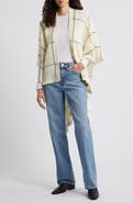 Nordstrom Windowpane Ribbed Wool & Cashmere Poncho