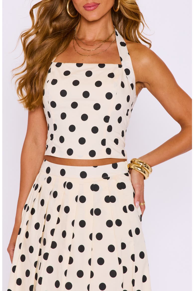 Cami Polka Dot Halter Top, Main, color, CREAM/ BLACK