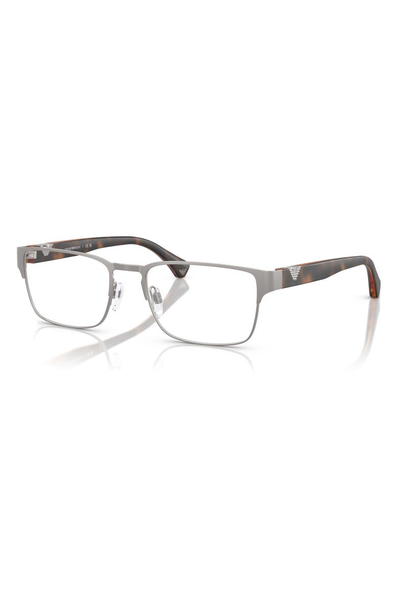 Emporio Armani 57mm Square Optical Glasses, Alternate, color, Matte Gunmetal / Demo Lens