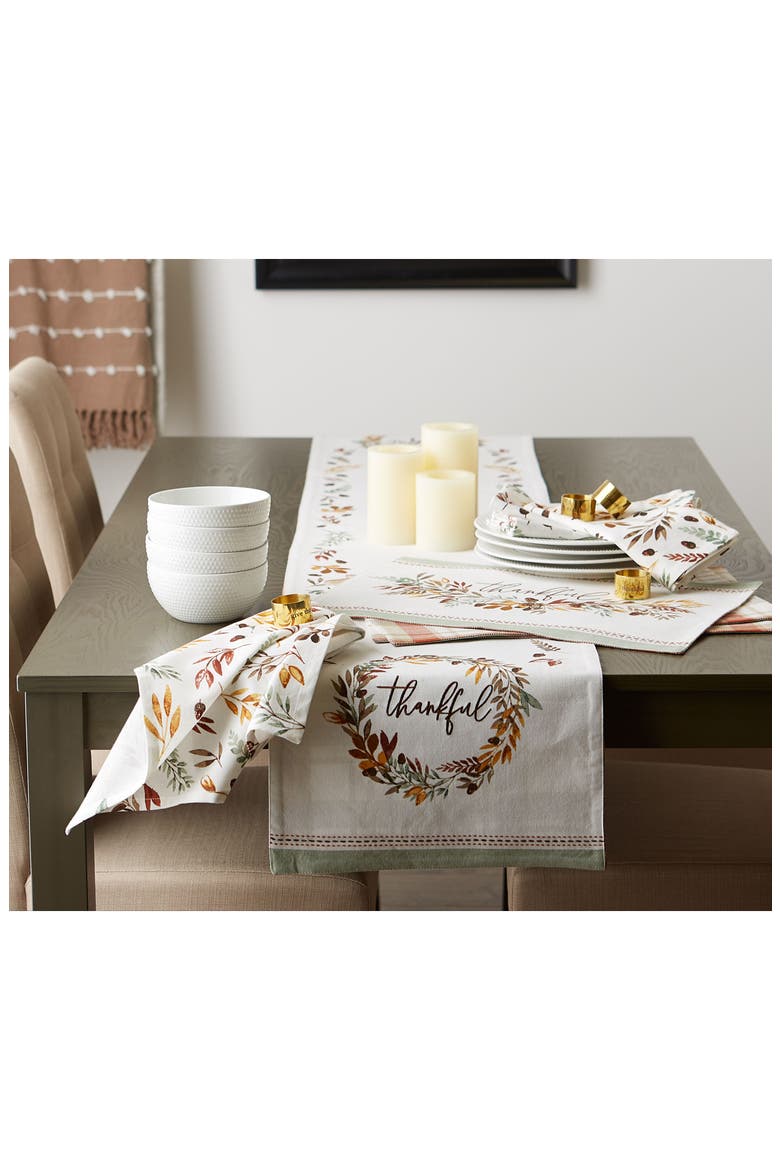 Thankful Autumn Wreath Reversible Tablecloth, Alternate, color, AUTUMN WREATH