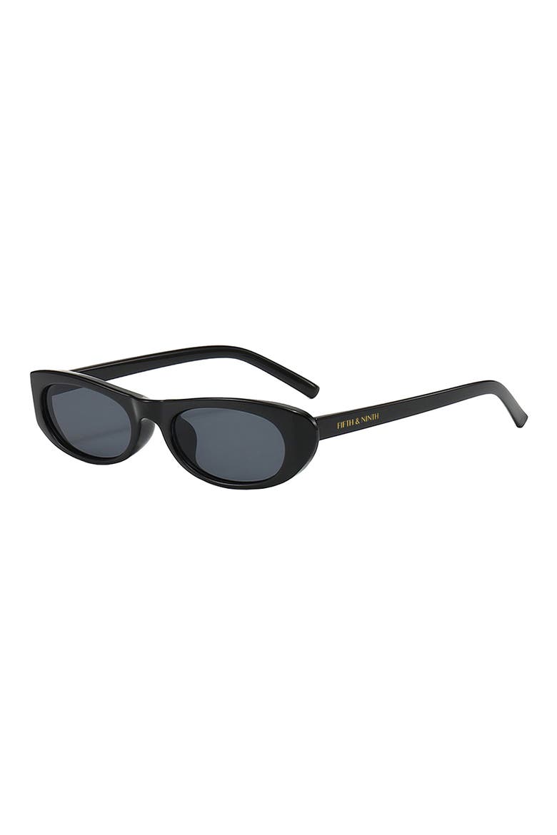 Nina 68mm Polarized Oversize Oval Sunglasses, Alternate, color, BLACK