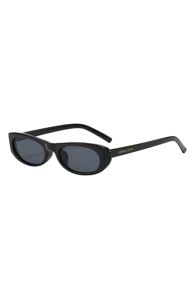 Fifth & Ninth Nina 68mm Polarized Oversize Oval Sunglasses, Alternate, color, Black