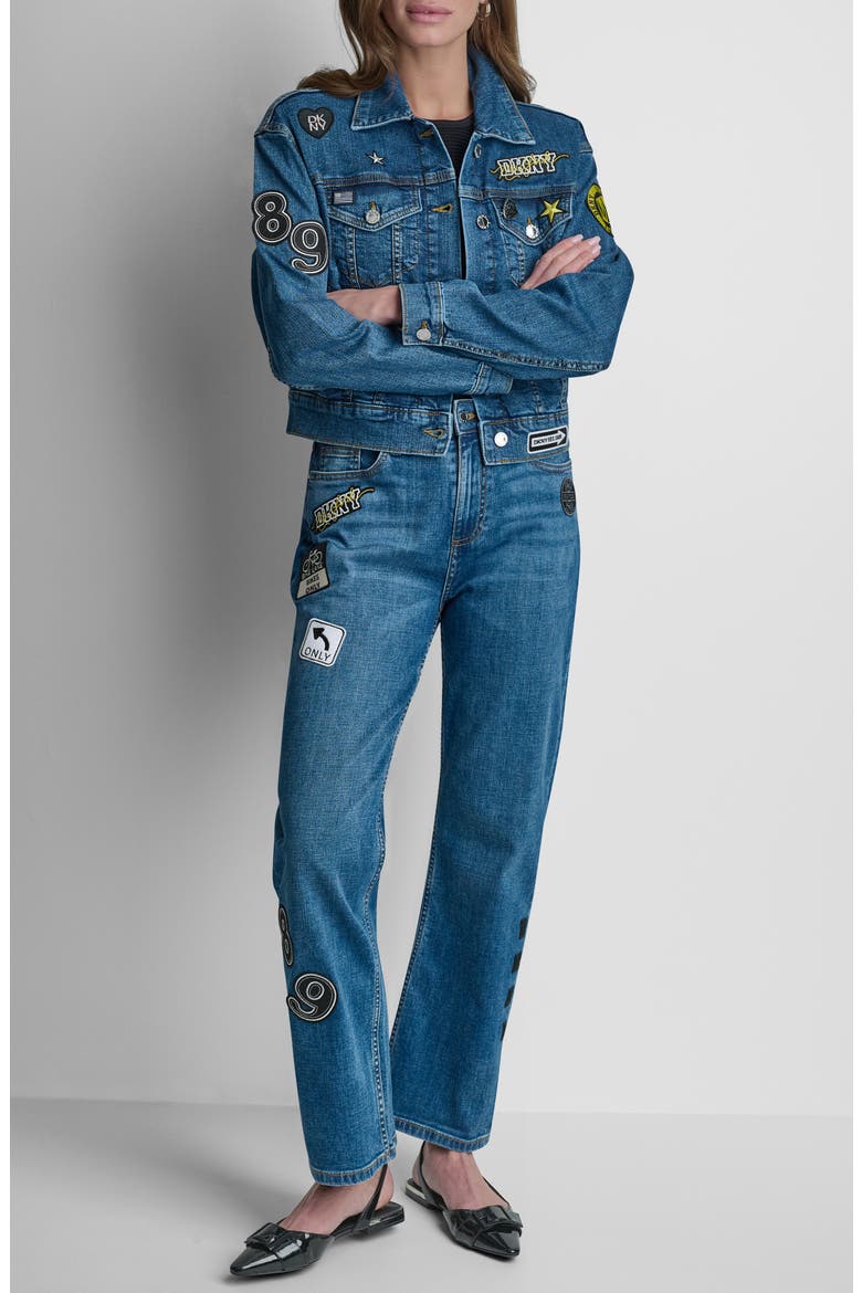 1989 Pins & Patches Denim Trucker Jacket, Alternate, color, TRIBECA WASH