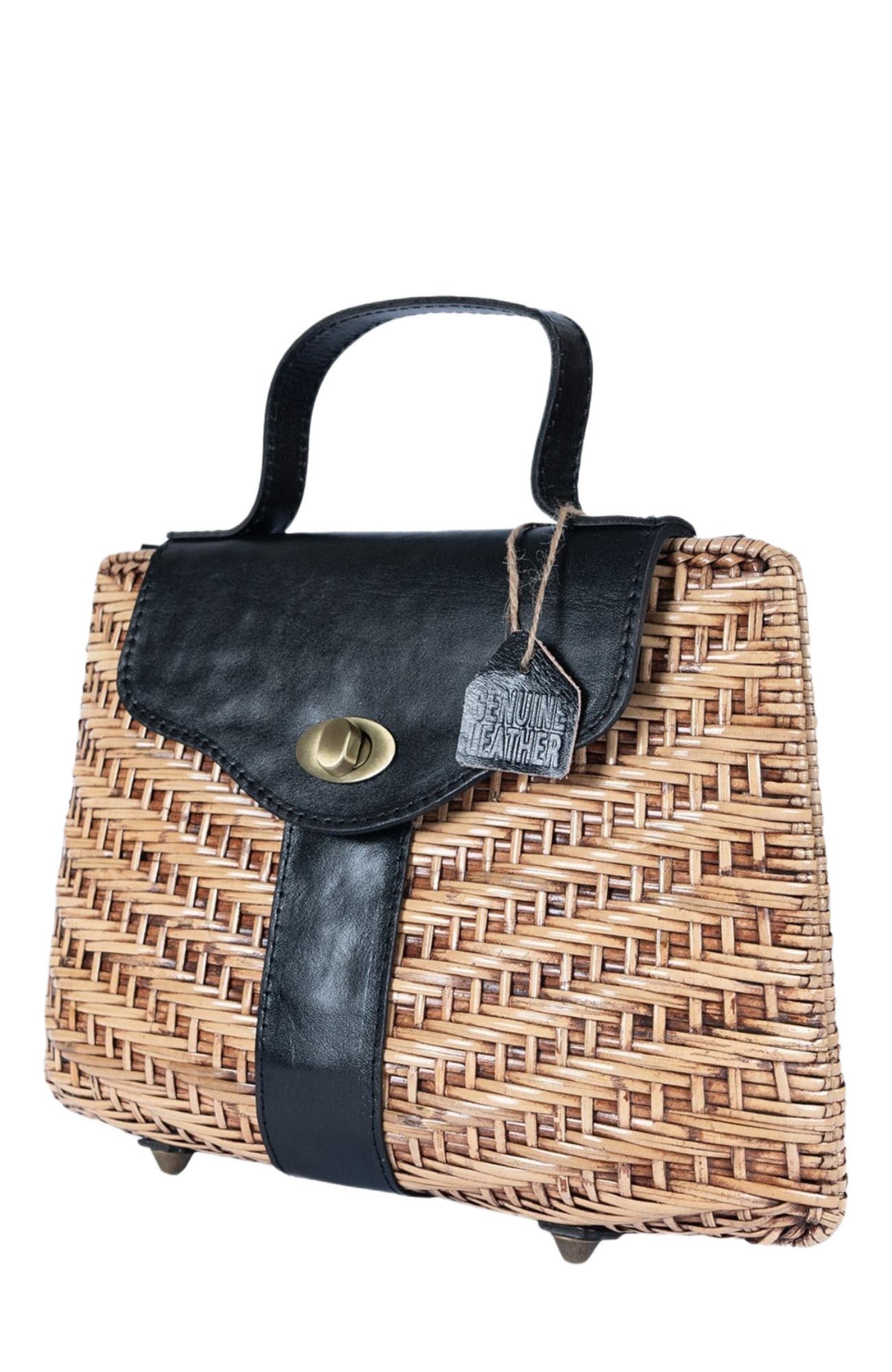 Jelavu Nori Structured Rattan Handbag, Alternate, color, Black