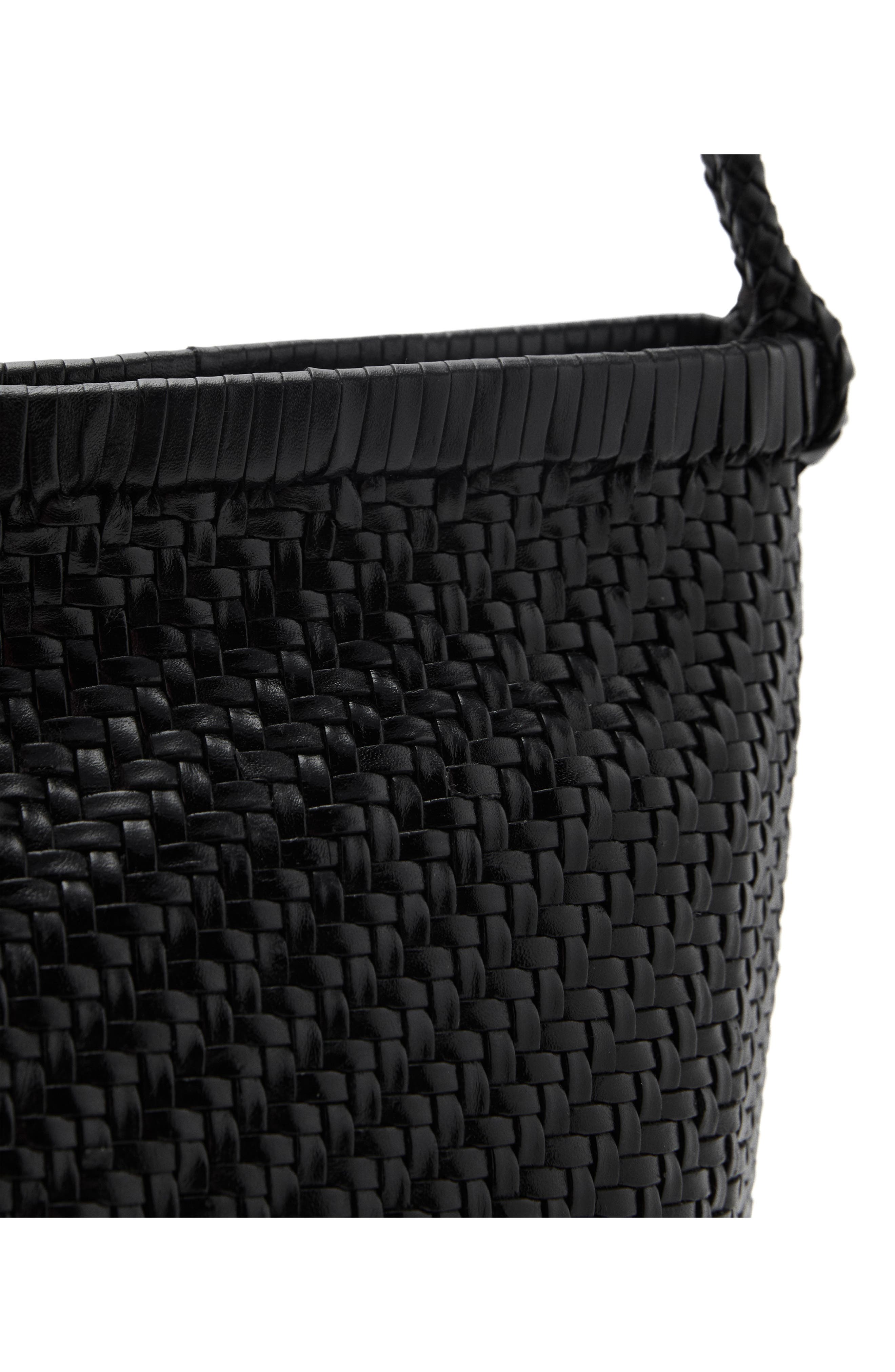 MANGO Braided Leather Shoulder Bag, Alternate, color, Black