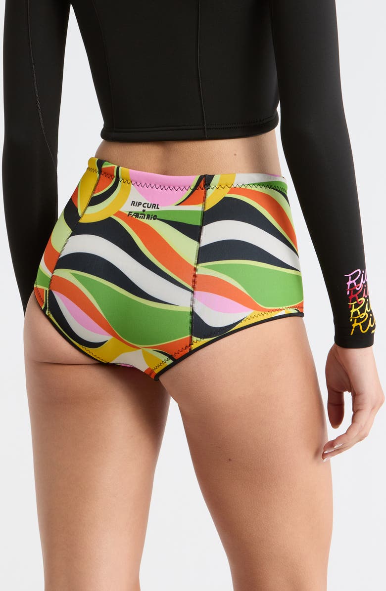 Rip Curl x FARM Rio G-Bomb 1.5mm Neoprene Wetsuit Shorts, Alternate, color, Neon Waves