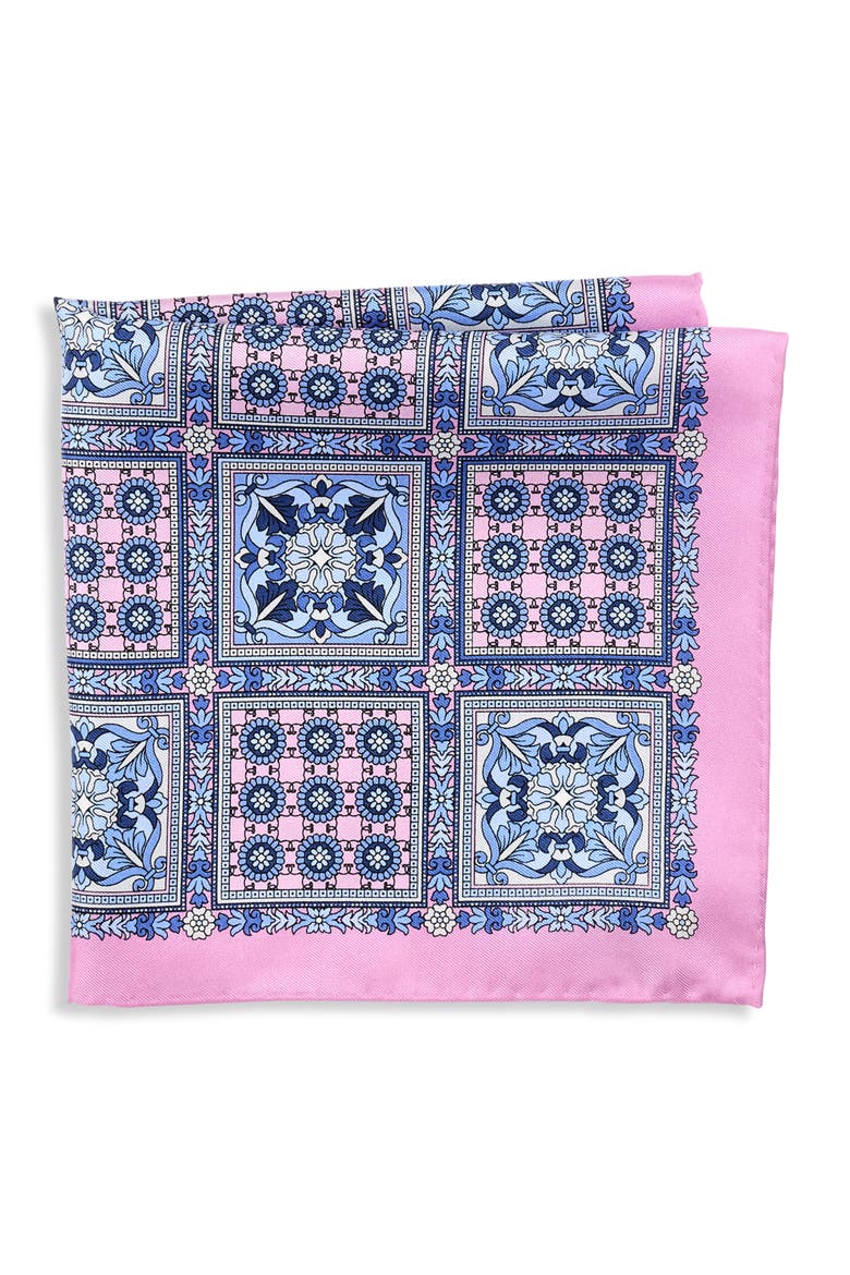 Big & Tall Multi Square Silk Pocket Square, Main, color, PINK