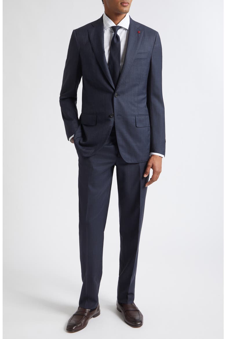 Delain Navy Check Wool Suit, Main, color, NAVY 810