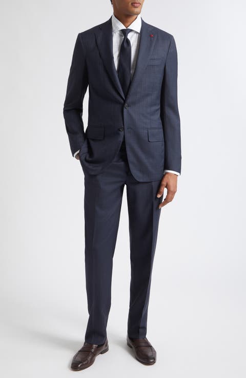 Delain Navy Check Wool Suit