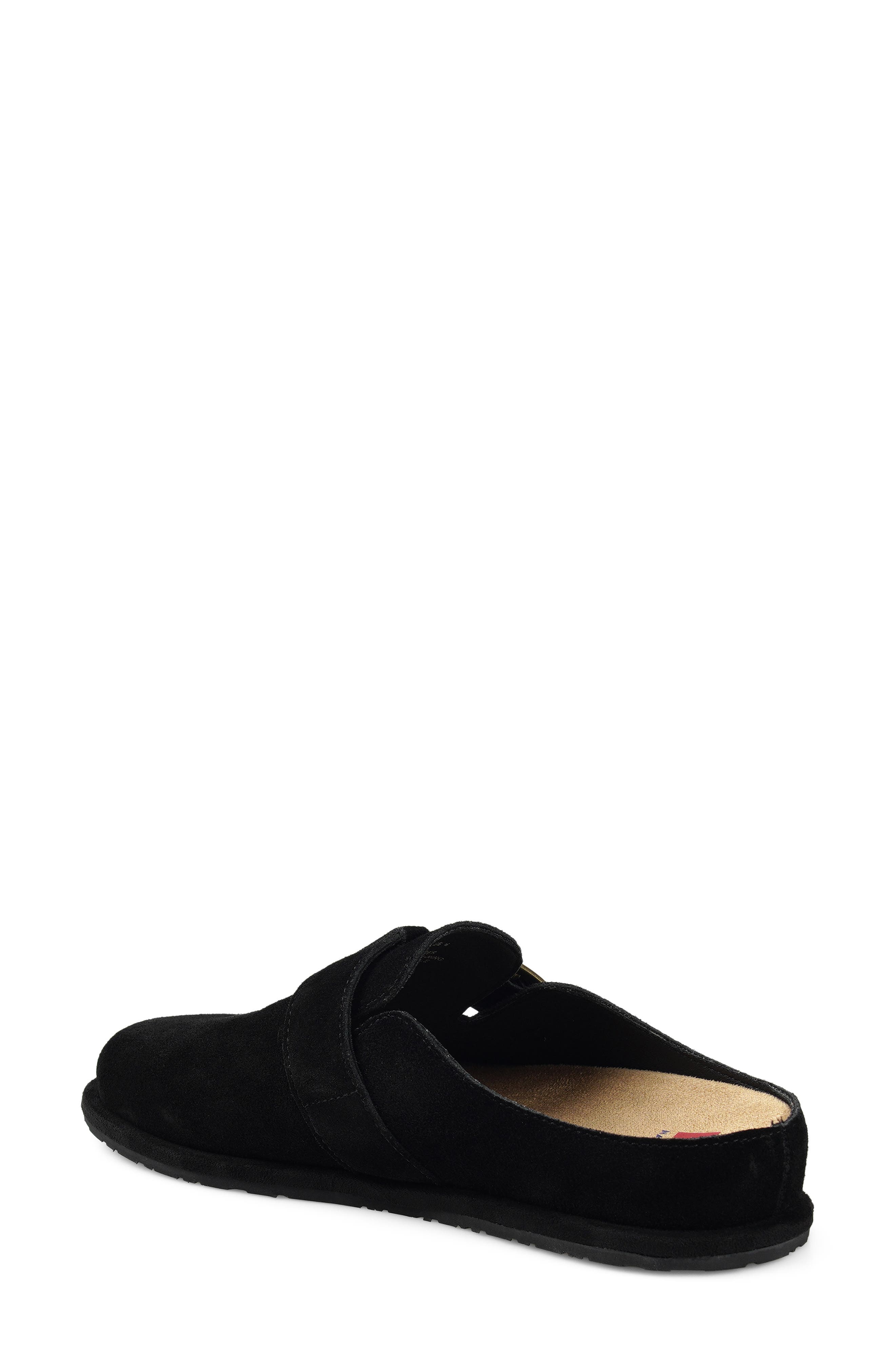 National Comfort Buckle Strap Clog, Alternate, color, Black Suede