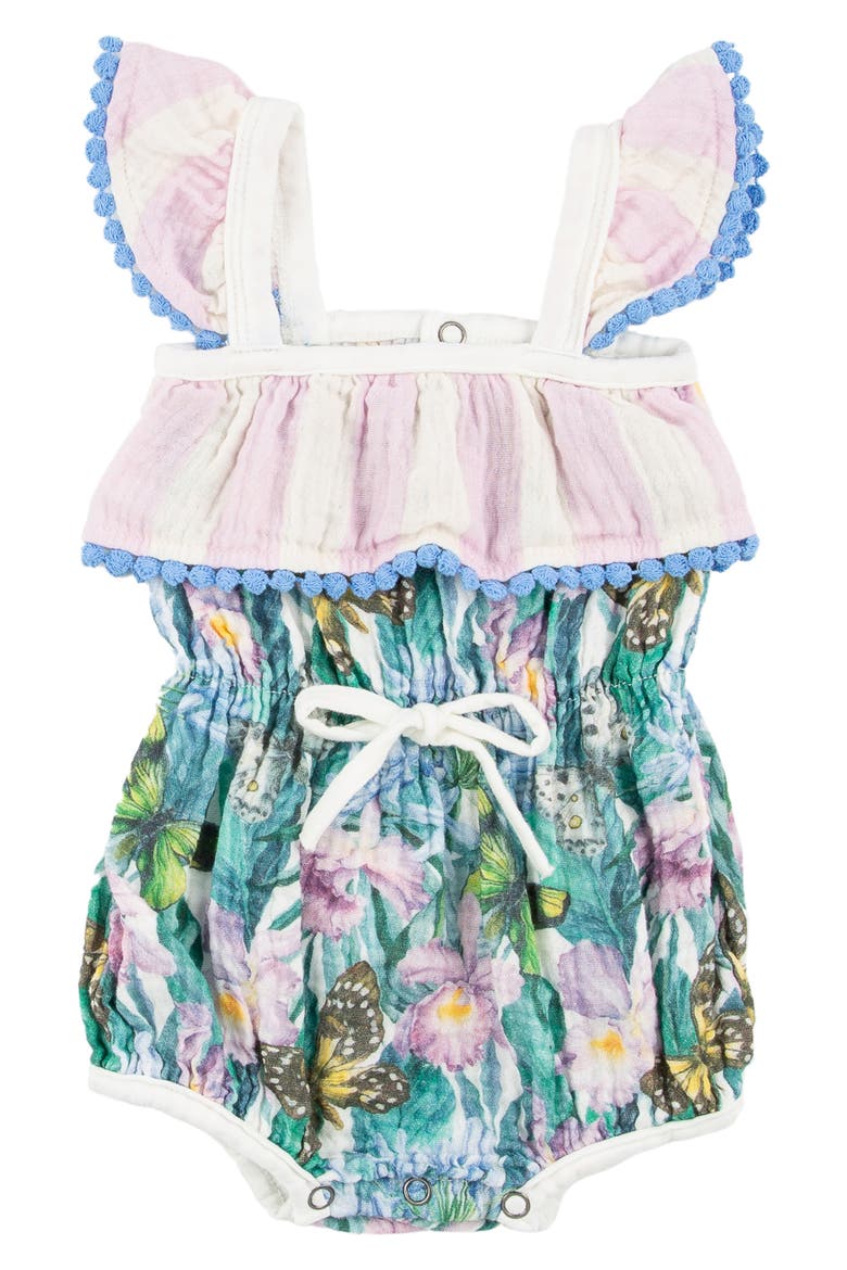 Willa Floral Ruffle Shoulder Bubble Romper, Main, color, WONDERLAND